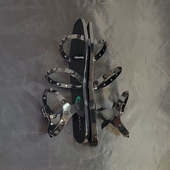 BRAND NEW STEVEN NEW YORK OPEN STUDDED DETAILS ANKLE STRAP WITH BUCKLE SANDAL - Picture 9 of 13